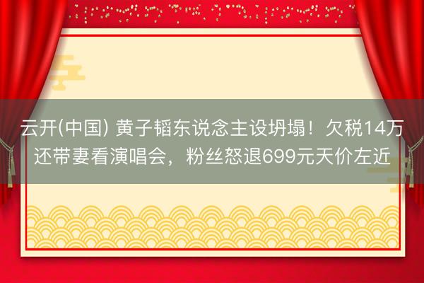 云开(中国) 黄子韬东说念主设坍塌！欠税14万还带妻看演唱会，粉丝怒退699元天价左近