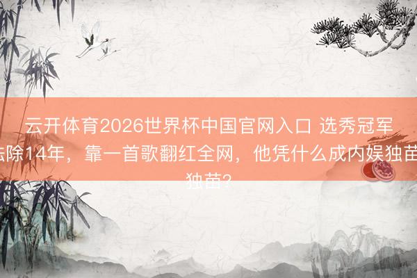 云开体育2026世界杯中国官网入口 选秀冠军祛除14年，靠一首歌翻红全网，他凭什么成内娱独苗？